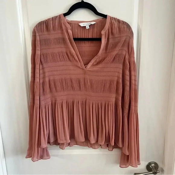 B110 Intermix Long Sleeve Mauve Blouse Size Small - Picture 2 of 6